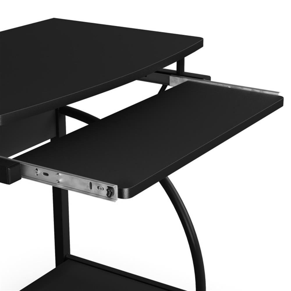 Demi Bonn 27.5" Laptop Table Computer Desk for Small Spaces with Pull-out Keyboard Tray, Small Home Office Desk Study Writing Table, Black