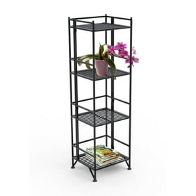 Black Metal Outdoor Patio Plant Stand 5 Tier Shelf Unit 5 Tier