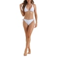thumbnail image 2 of Conjuntos de bikini de triángulo para mujer de 2 piezas con lazo en la espalda, parte inferior de triángulo, trajes de baño, color blanco, tamaño pequeño, 2 of 5