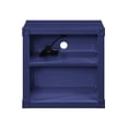 thumbnail image 2 of Benjara Metal Nightstand with 2 Open Compartment and USB Port, Blue, 2 of 4