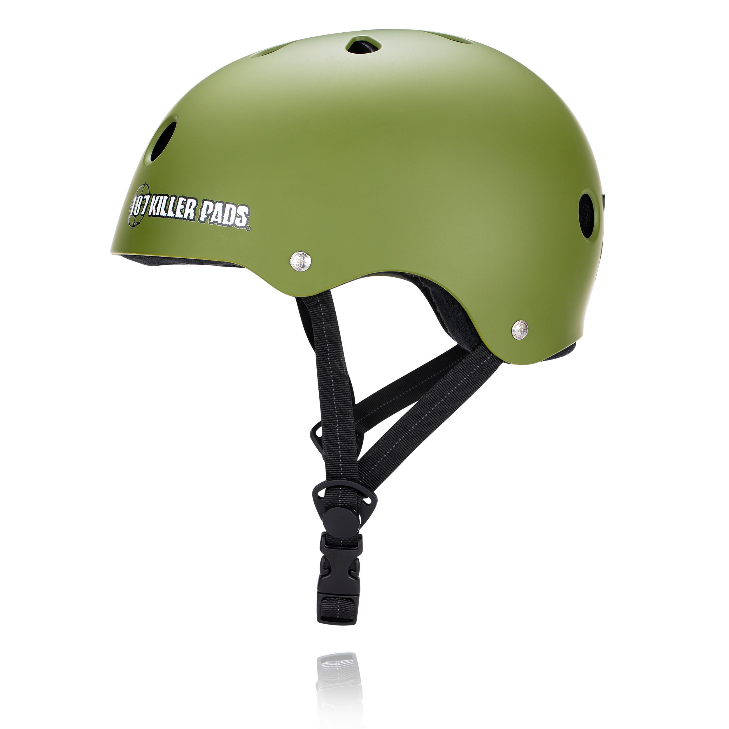 187 Killer Pads Pro Skate Helmet with Sweatsaver Liner, Army Green