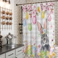 thumbnail image 4 of Shower Curtain for Bathroom Spring Easter Rabbits Eggs Flowers Waterproof Bath Curtains Shower Curtains with Hooks,Gray White Plaid Bathroom Curtain Privacy Drapes for Bathtubs Toilet 72x72in, 4 of 9
