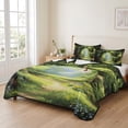 thumbnail image 2 of Queen Quilt Set 90''x96'', Forest Lightweight Bedspread Coverlet Set with 2 Pillow Shams, Nature Woodland Spring Scenic Green Trees Flower Breathable All Season Quilt Bedding for Bedroom/Guest Room, 2 of 9