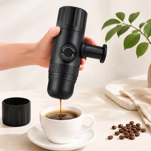 Portable Manual Espresso Coffee Maker Hand Press Travel Coffee Machine for Ground Coffee Compact Coffee Brewer with Cup for Camping Hiking RV Office And Home Use