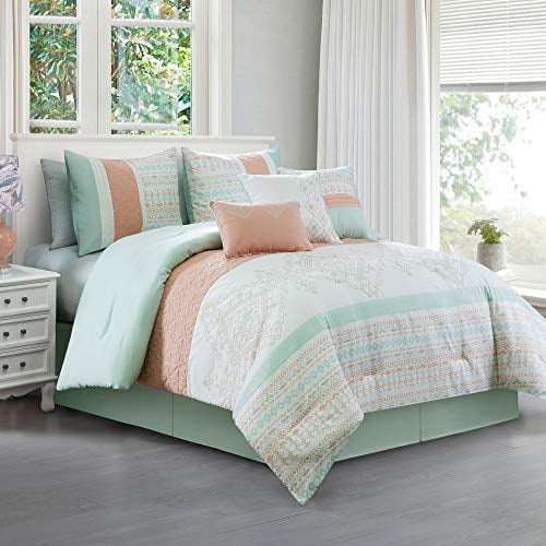 Striped Comforter Set, Mint Green Bedspreads