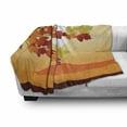 thumbnail image 3 of Autumn Soft Flannel Fleece Blanket, Fall Season Landscape in Warm Tones Maple Tree Branches Sundown on Abstract Backdrop, Cozy Plush for Indoor and Outdoor Use, 70" x 90", Multicolor, by Ambesonne, 3 of 6