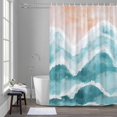 thumbnail image 5 of Ocean Wave Bathroom Shower Curtain, Teal Gradient Beach Boho Waterproof Washable Soft Bath Curtain for Bathtub Decor with 12 Hooks&Grommet, 54x78 Inch, 5 of 9