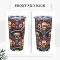thumbnail image 4 of Kll Skulls And Flowers Stainless Stainless Steel Vacuum Insulated Coffee Cup 20 Oz Lids And Straws,1 Metal Straws,1 Cleaning Brush, 4 of 9