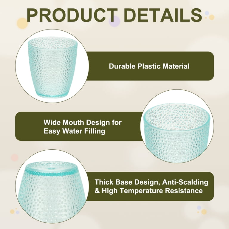 Uxcell Clear Plastic Reusable Drinking Glasses, 9.8oz Hobnail Drinking  Glasses Set Plastic Water Cup Unbreakable Stackable for Beer Cocktail Water  ...