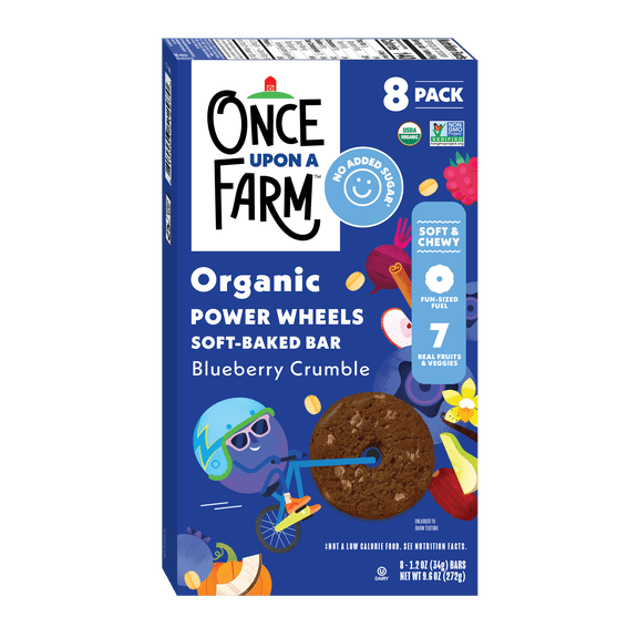 Once Upon a Farm Organic Power Wheel Kids' Snack Bars, Blueberry Crumble, 8ct