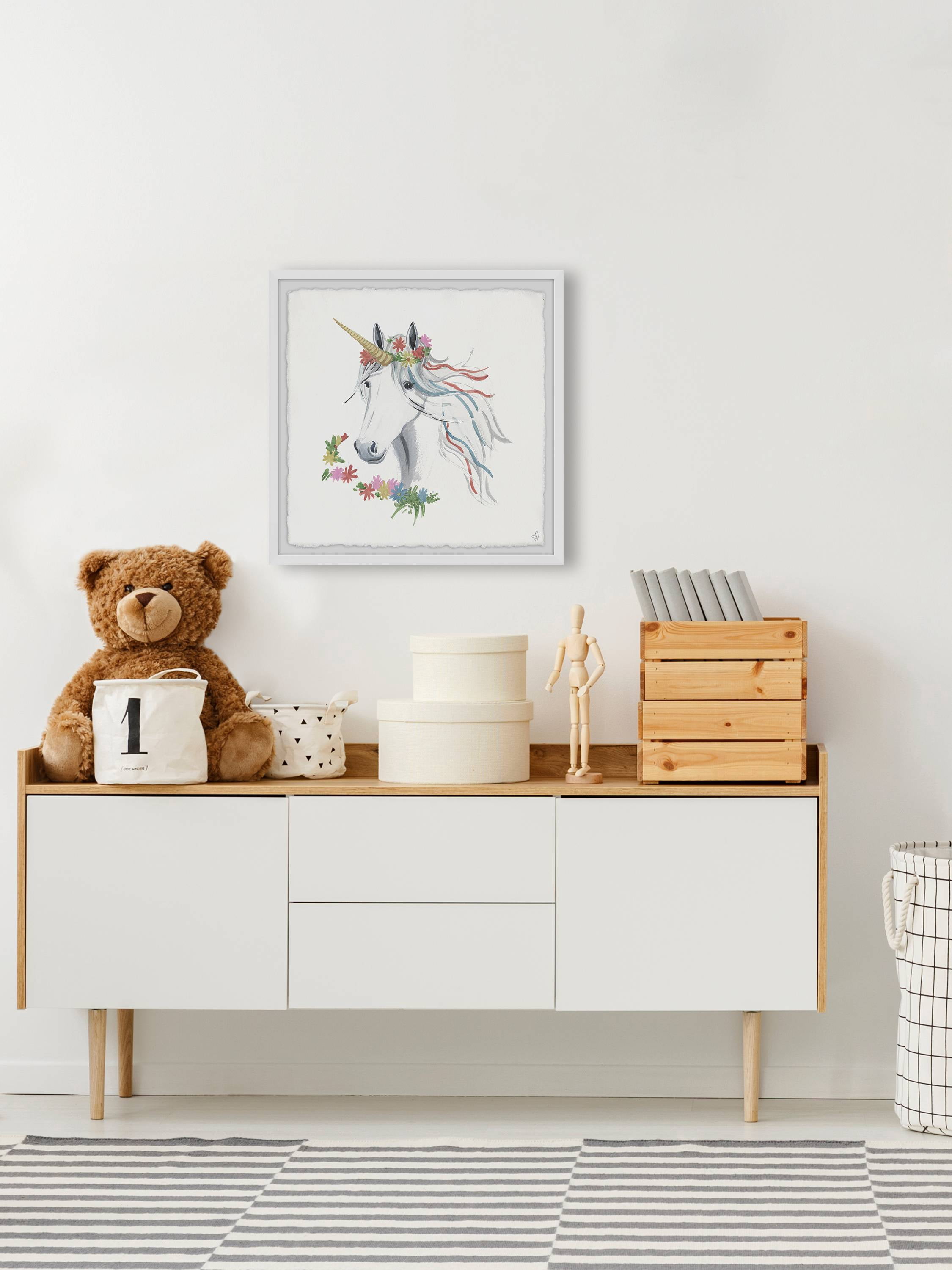 Marmont Hill Rainbow Unicorn V Framed Wall Art, 32.00" x 1.50"