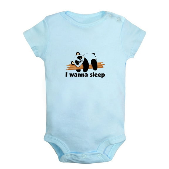 Baby Unisex I Wanna Sleep Funny Rompers Newborn Baby Bodysuits Infant Jumpsuits Kids Cotton Animal Panda Graphic One-Piece Outfits
