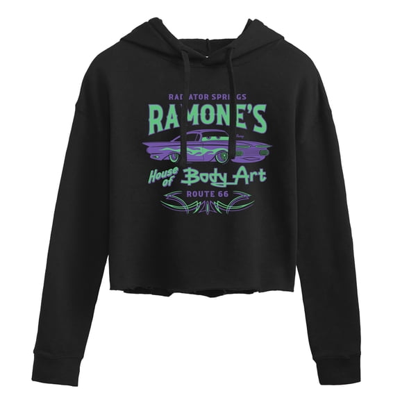Disney Cars - Radiator Springs Ramone's House of Body Art Rt 66 - Juniors Cropped Pullover Hoodie