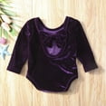 thumbnail image 2 of Baby Girls Long Sleeve Velvet Bowknot Backless Jumpsuit Outfits (Purple, 18-24 Months), 2 of 2