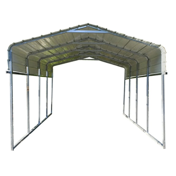 ALEKO Galvanized Steel Carport Canopy Shelter 12W x 30L x 10H ft Grey Color