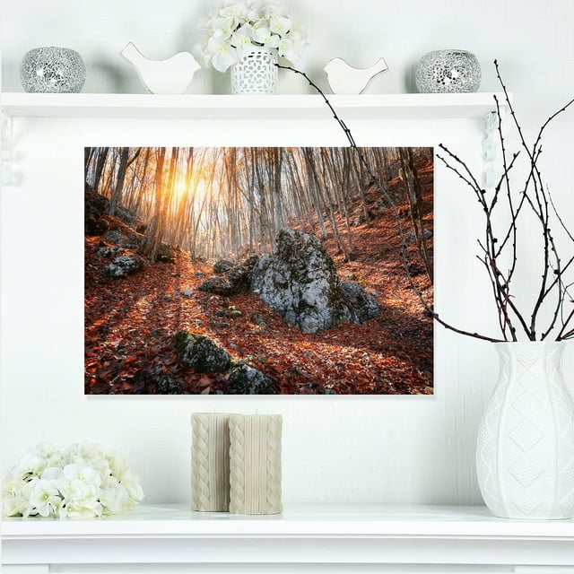 Rocky Red Forêt d'Automne - Impression sur Toile de Photographie de Paysage