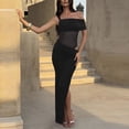 thumbnail image 4 of Maxi Dresses for Women One Shoulder Sleeveless Sheer Mesh Panel Sexy Bodycon Cocktail Evening Party Dress XS-L, 4 of 7