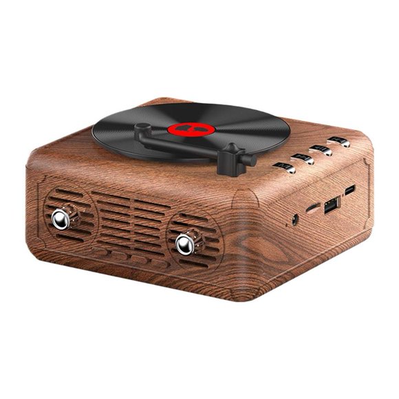 Portable Vinyl Record Player Turntable with Bluetooth & Built-in Stereo Speakers, Supports Radio, TF Card, AUX, Hands-Free Call Retro Bluetooth Record Player for Home, Office, Gifts