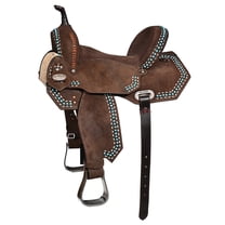 15 In Hilason Western Horse Barrel Flex Tree Trail American Leather Saddle Brown