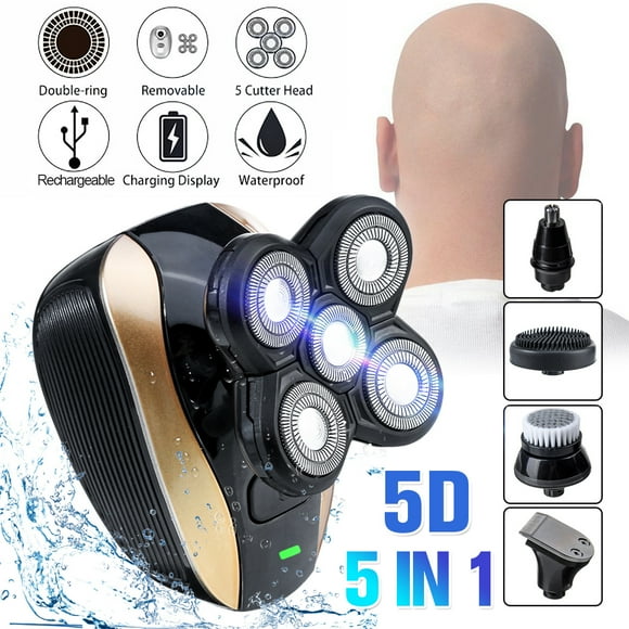 5 IN 1 4D Rotary Electric Shaver Rechargeable Bald Head Shaver Beard Trimmer