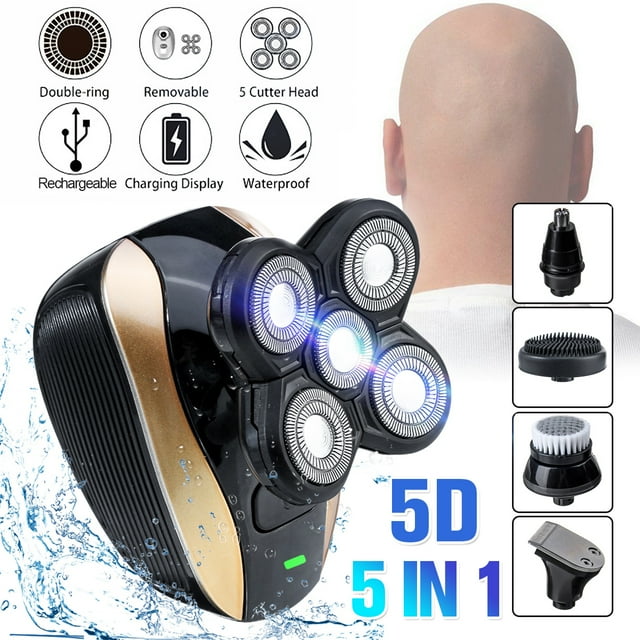 Rasoir Électrique Rotatif 5 en 1 4D Rechargeable Tondeuse à Barbe