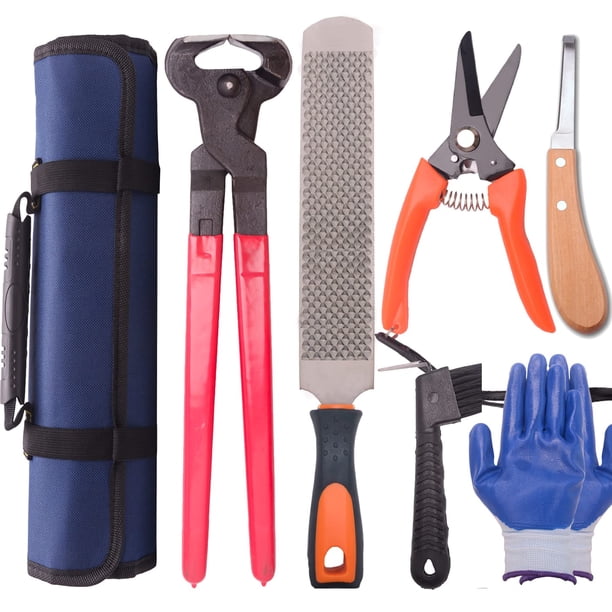 Kit de herramientas Farrier Hoof Long River de 7 piezas con bolsa de transporte