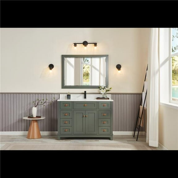 Legion Furniture WS2515-48-PG 48 in. Pewter Green Finish Solid Wood Sink Vanity, 1 ft. Artificial Stone Top