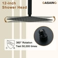 thumbnail image 6 of CASAINC Luxury Thermostatic 3-Spray Patterns 12 in. Flush Ceiling Mount Rainfall Dual Shower Heads with 6-Jets in Matte Black, 6 of 9