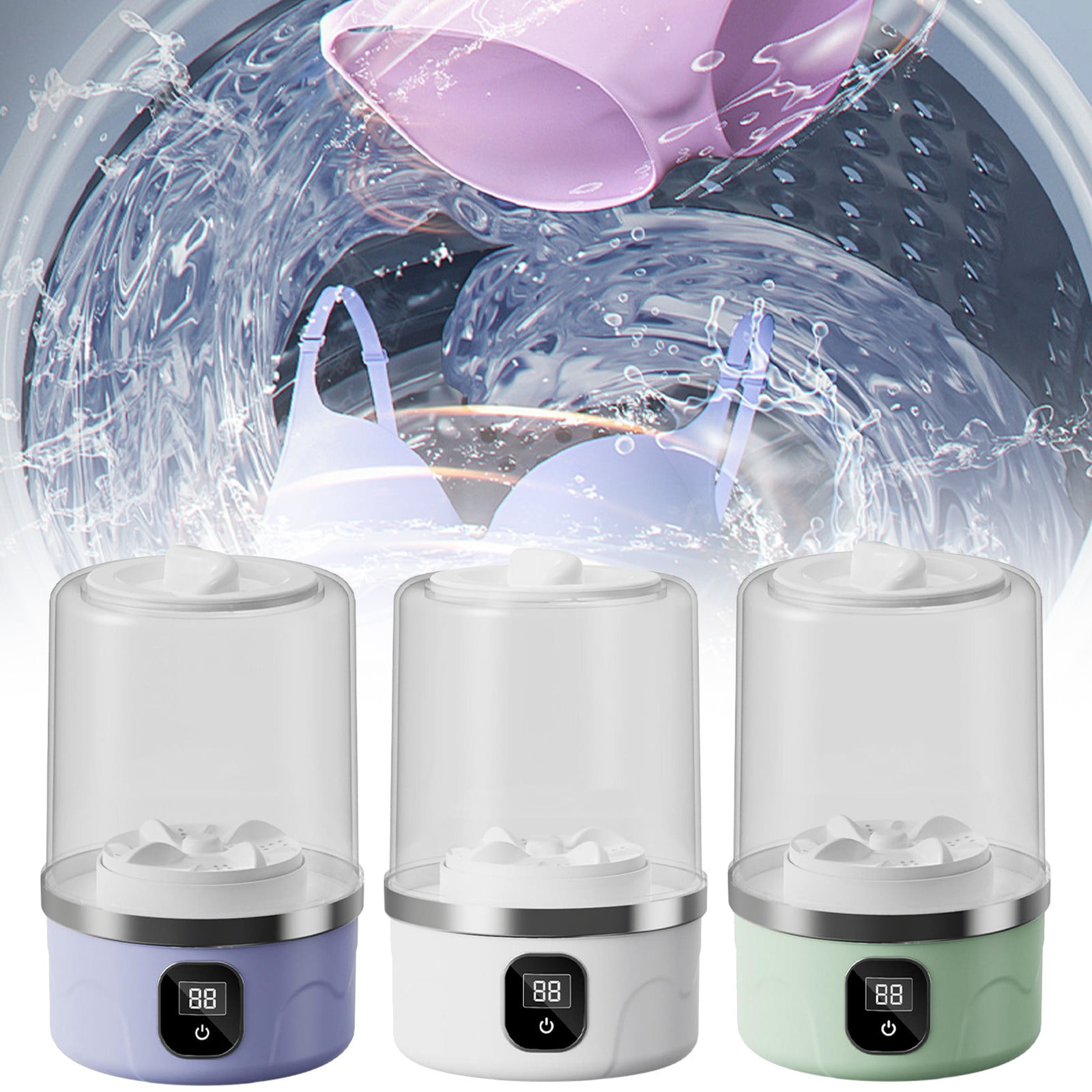 WMGHA Underwear Washer,Portable Mini Washing Machine,2025 Upgraded Mini Washings Machines,Rechargeable Cordless Washing-Machine, Laundry Cup for Bra,Underwear,Socks,3000mAh Wireless Power