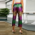 thumbnail image 7 of Feancey Sequin Capri Pants for Women Trendy Colorblock Glitter Party Cropped Pants Drawstring Elastic Waisted Capris Night Club Disco Outfits Multicolor XL, 7 of 7