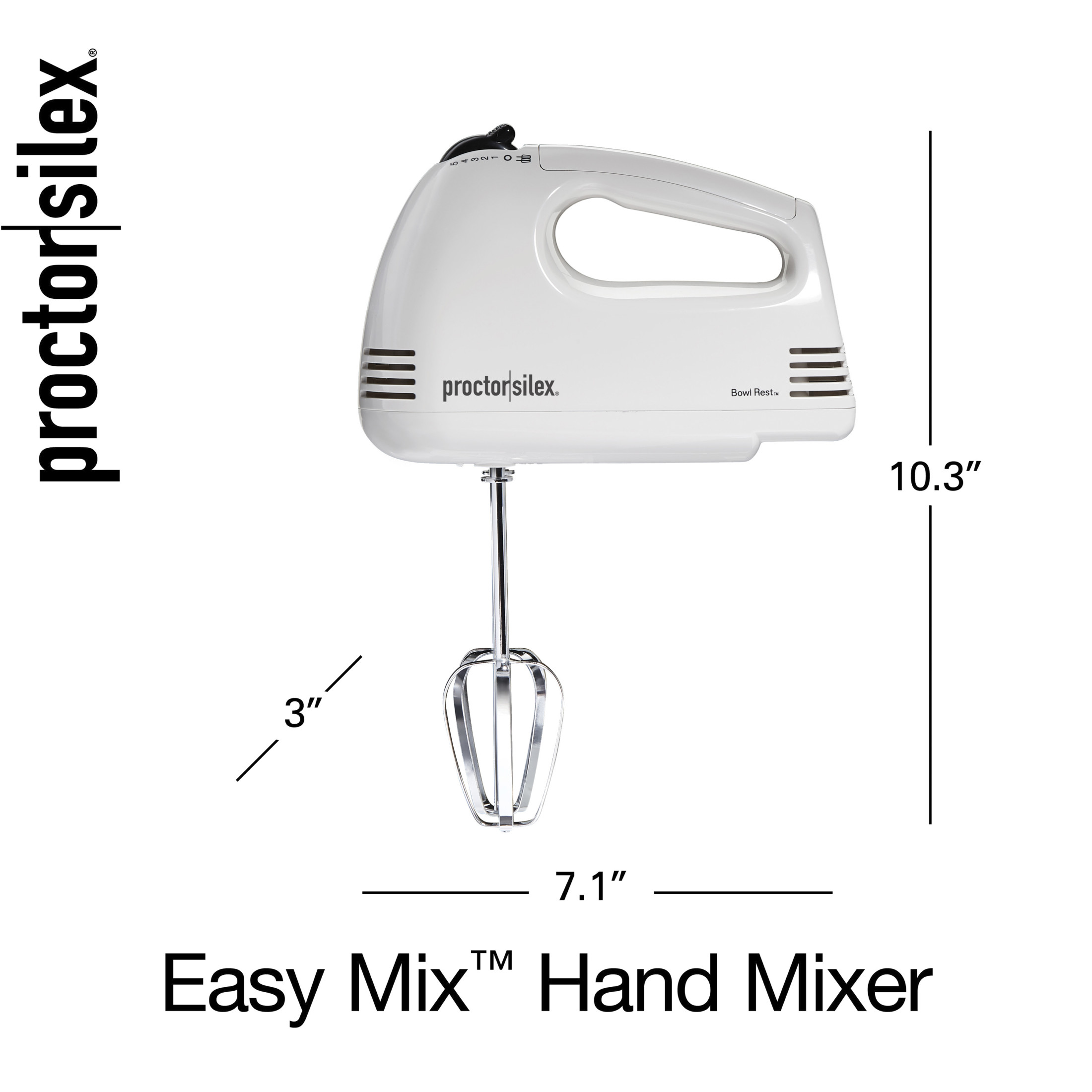 Proctor Silex 5-Speed Electric Hand Mixer, White photo 8