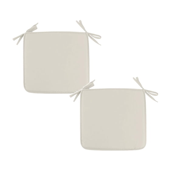 2PCS 15.74" Polyester Square Chair Cushion with Ties, Thick Padded Non-Slip Seat Pad for Indoor/Outdoor Dining Patio Kitchen Chairs(White)
