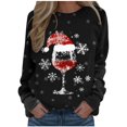 thumbnail image 2 of Azrian Women’s Christmas Holiday Clothing Women's Fashion Printed Loose T-shirt Long Sleeves Blouse Round Neck Casual Tops, 2 of 4
