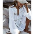 thumbnail image 1 of Blusa de playa de manga acampanada estilo camisa hueca Eccomum Blanca M, 1 of 5
