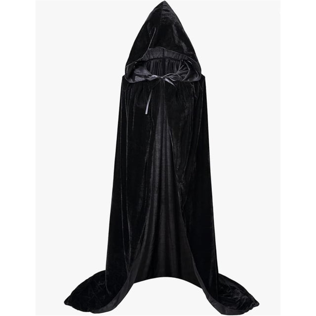 Capa de la Parca de Navidad, capa larga de terciopelo con capucha unisex para diablo, bruja, mago, Halloween, Navidad, capa de cosplay