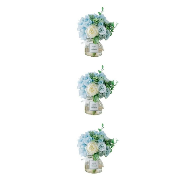 VONKY 2pack/lot Artificial Flowers In Vase For Low Maintenance Beauty Realistic blue+white vase 3Set