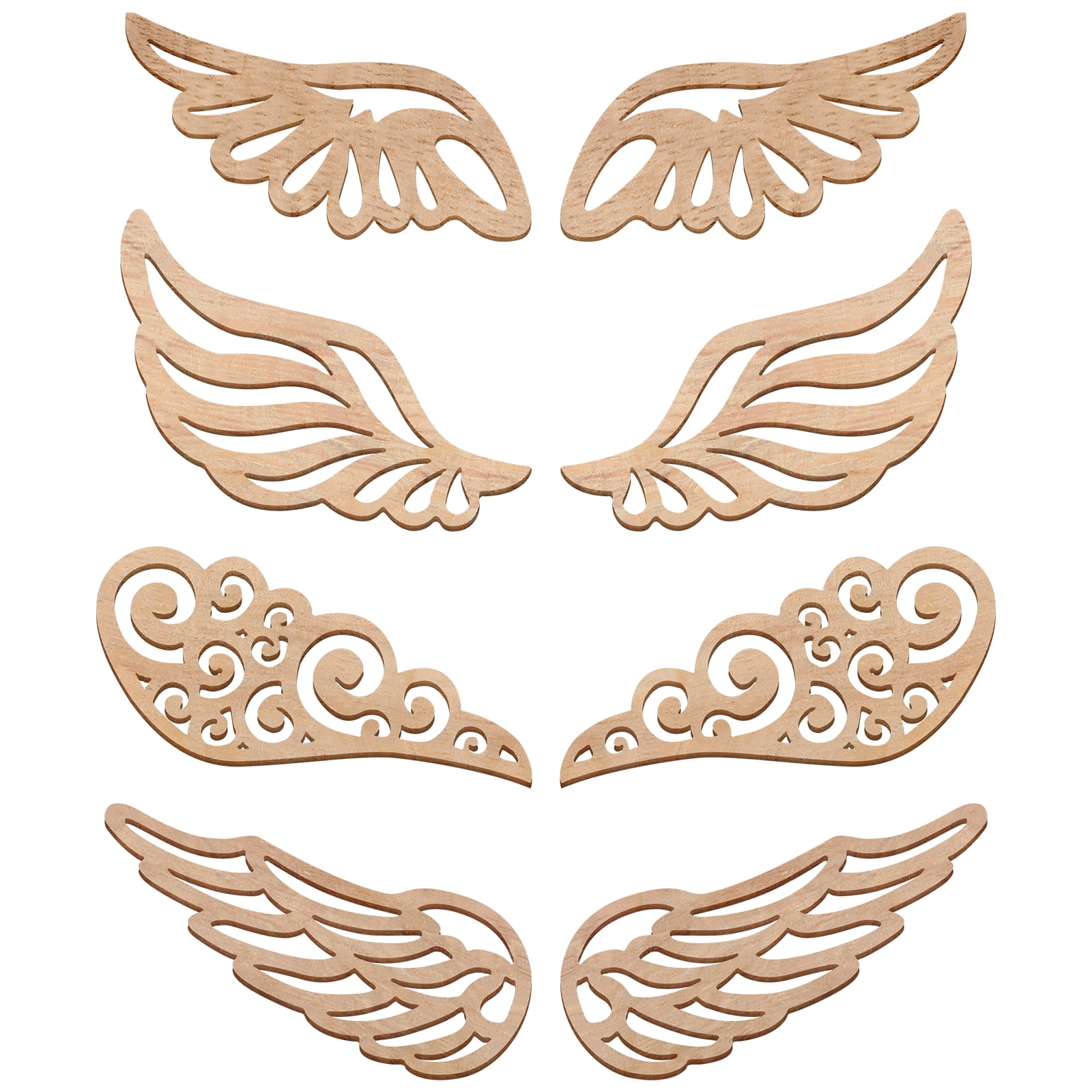 80 Pcs Angel Wings Wooden Wings Hollowout Wood Chips Creative DIY