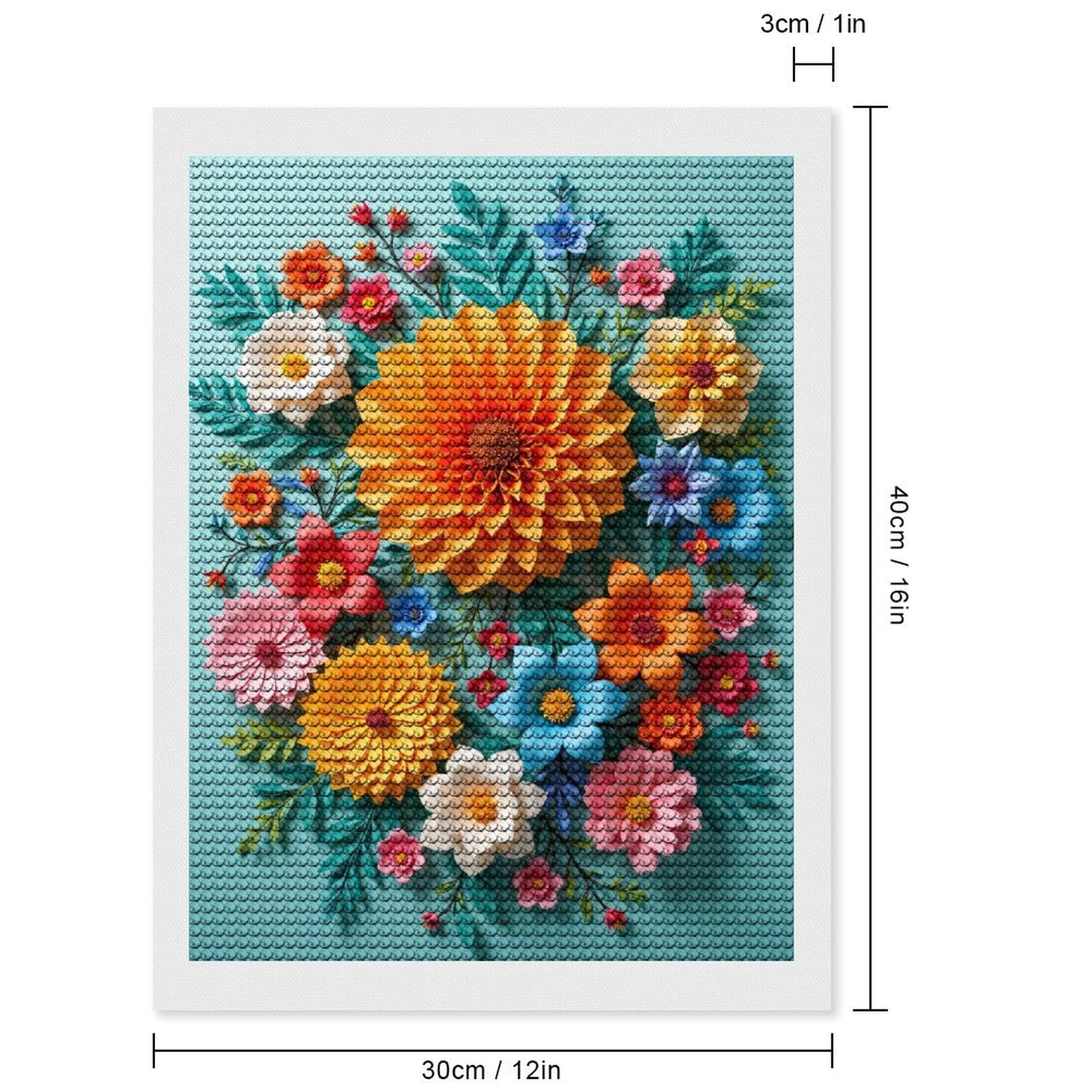 Diamond Art Kits for Adults, Paper Floral Art Design Bouquet 5D Diamond Painting Kits for Adults Beginners, DIY Full Drill Diamond Painting, Gem Art and Crafts 12x16