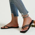 thumbnail image 3 of B91xZ Summer Flat Slide Sandals for Womens Glitter Rhinestone Strap Open Toe Flat Sandals Sparkle Slide Slippers,Black 6.5, 3 of 5