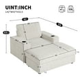 thumbnail image 4 of 42" Chaise Lounge Chair with Storage Ottoman, Oversized Chaise Single Sofa Chair with Armrests, Cup Holders, Comfy Upholstered Sleeper Couch for Living Room, Bedroom, Beige, 4 of 9