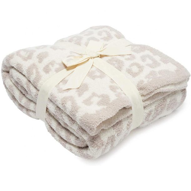 Soft Fuzzy Fluffy Leopard Knitted Throw Blanket,Cozy Plush Fleece Comfy Microfiber Blanket for