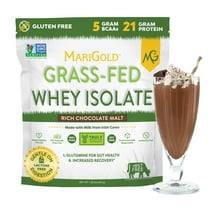 MariGold Grass-Fed Whey Isolate Protein Powder Rich Chocolate Malt 1LB - Cold Processed, Undenatured, Non-GMO, rBGH Free, Soy Free, Gluten Free