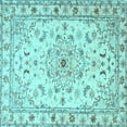 thumbnail image 1 of Ahgly Company Machine Washable Indoor Square Persian Light Blue Traditional Area Rugs, 4' Square, 1 of 4