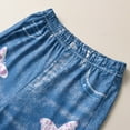 thumbnail image 5 of GYRATEDREAM Toddler Girls 2Pcs Butterfly Print Long Flared Sleeve Tops and Wide-Leg Denim Pants Suit for 1-6 Years, 5 of 9
