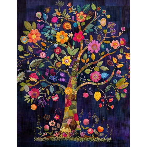 A Tree of Life Colorful Leaves DIY 11CT Stamped Cross Stitch Kits for Beginners Easy Needlepoint Embroidery Counted Cross Stitch Art Craft for Wall Decoration 12x16inch(3)
