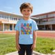 thumbnail image 5 of Blusas y camisas de manga corta con cuello redondo para niños y niñas, camisetas gráficas de manga corta, blusas con estampados bonitos para la temporada escolar., 5 of 9