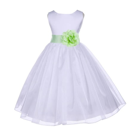 Formal Clothing - Ekidsbridal White Shimmering Organza Christmas Party Formal Bridesmaid Recital Easter Holiday Wedding Pageant Communion Princess Birthday Clothing Toddler Baptism 841S Flower Girl Dress