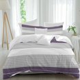 thumbnail image 2 of Purple Grey Stripe Bedding 3 Piece Duvet Cover Set Twin Size, Modern Art Horizontal Striped Soft Microfiber Comforter Cover with Zipper Closure & Pillowcases, Wrinkle & FadeResistant Quilt Cover, 2 of 9