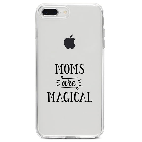 DistinctInk Clear Shockproof Hybrid Case for iPhone 7 PLUS / 8 PLUS (5.5" Screen) TPU Bumper Acrylic Back Tempered Glass Screen Protector - Moms Are Magical