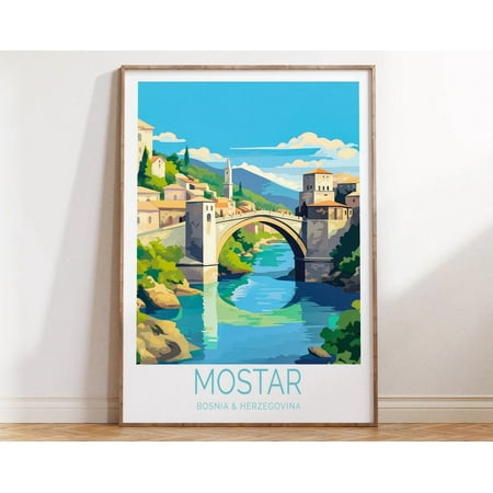 Kna Prints - 1 Pc Poster Mostar Bridge Travel , Bosnia And Herzegovina , Mostar Bridge Bosnian Travel Wall Art, Mostar Travel Gifts, Decor For Living Room Bedroom,, UNFRAMED-12x18